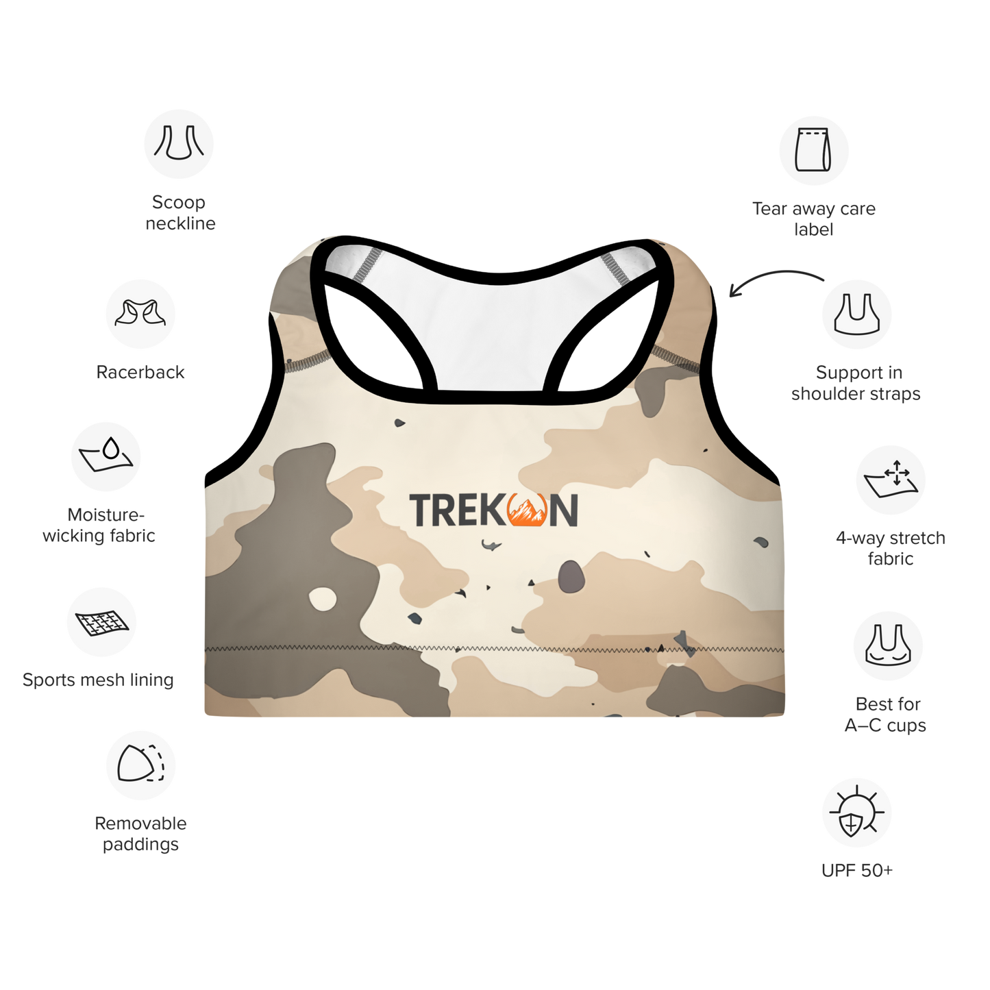 TrekOn Women's "Sahara" Padded Sports Bra