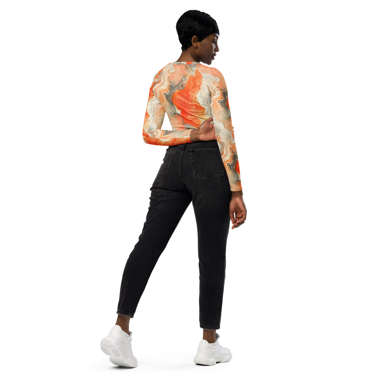 TrekOn Women's "Marble" Recycled Long-Sleeve Crop Top